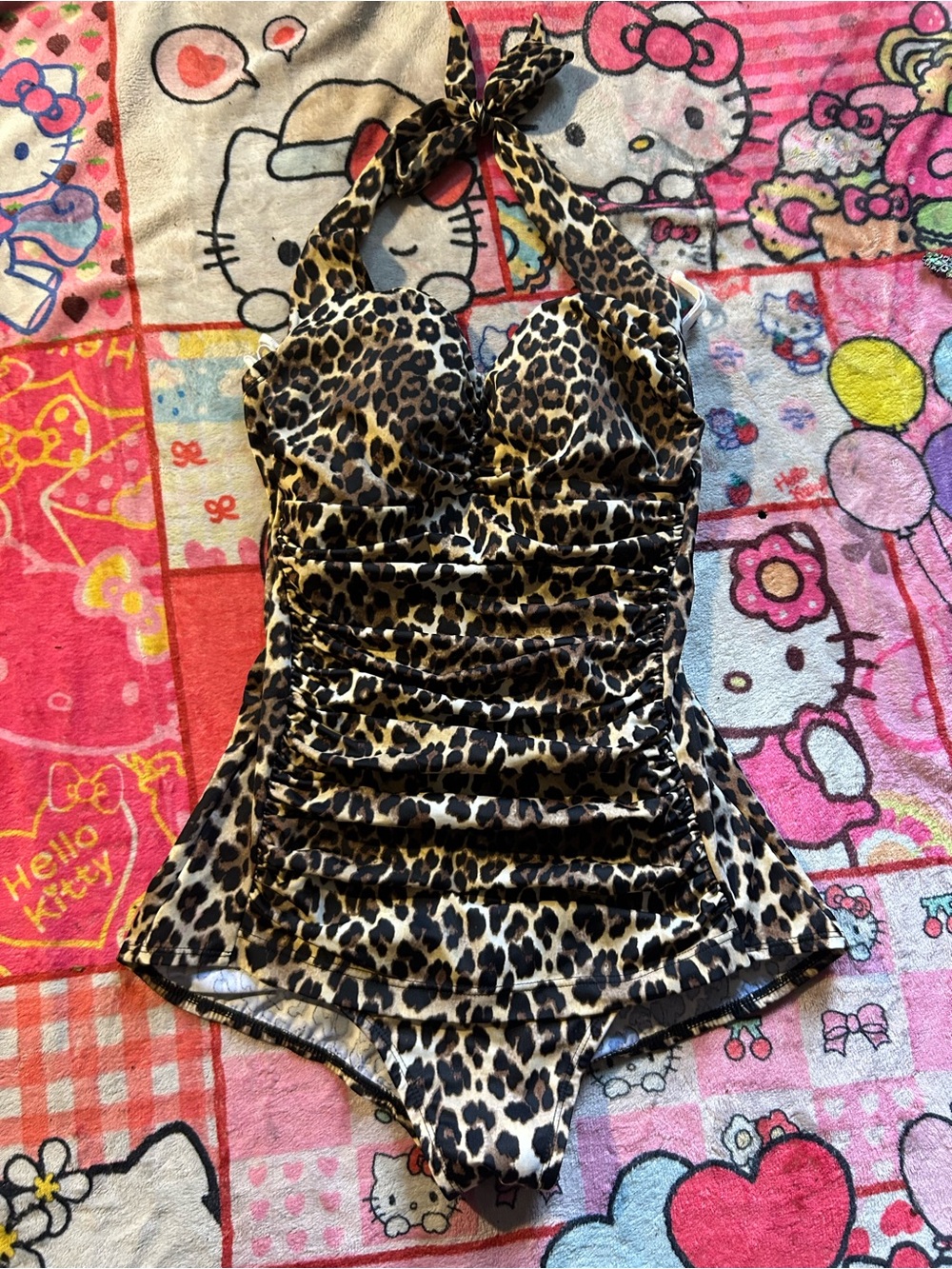 Ruby Ribbon Leopard Print womens' One-Piece Swimsuit - Tan/Black